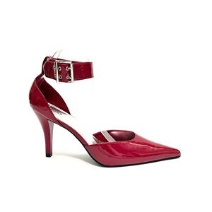 Vintage Y2K deadstock red vegan patent leather pointed toe fetish heels